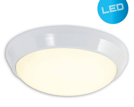 LED -plafondlicht gemaakt van wit metaal en opaal -gekleurd plastic, met stevig ingebouwde -in LED's Ø ca. 25 cm.