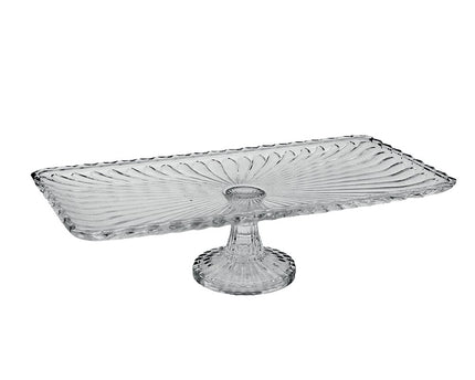 Rechthoekige glazen cake schotel 18,5x18,5x38cm