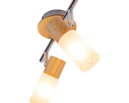 2 Wandplafondspot "Todtnau", metaal, hout en plastic, E14, 39 cm lang