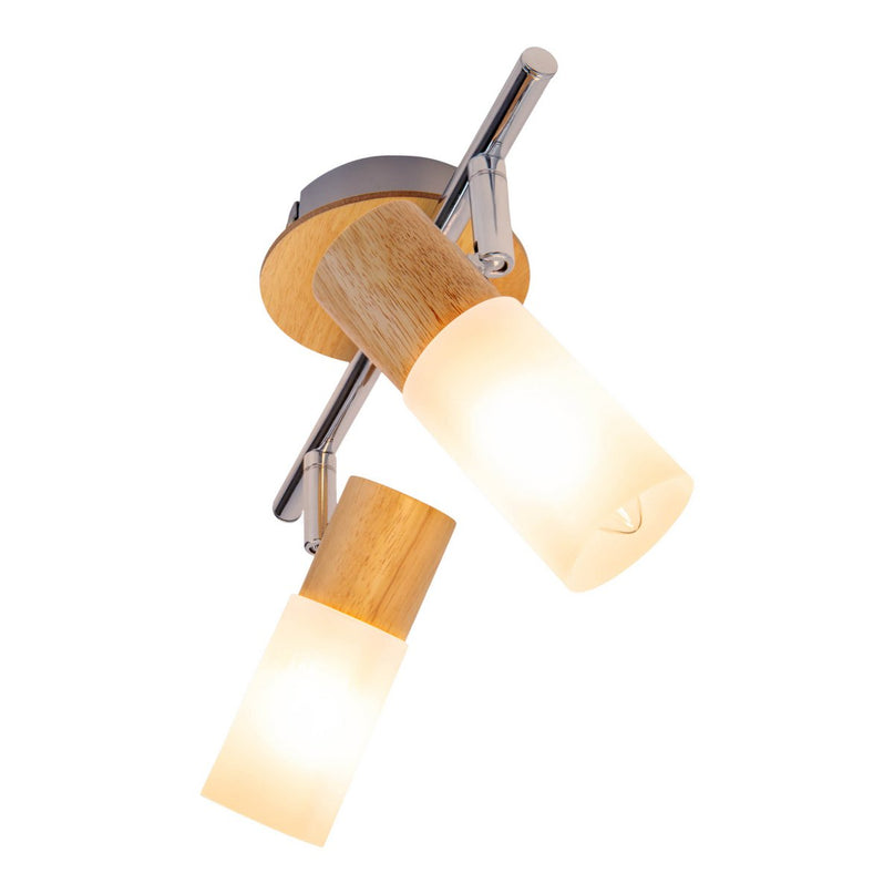 2 Wandplafondspot "Todtnau", metaal, hout en plastic, E14, 39 cm lang