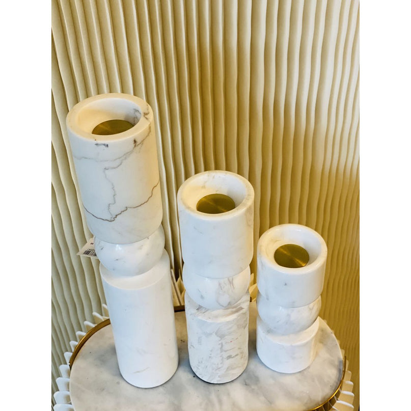 KANDELAAR | MARBLE | WHITE L H39.5cm*W8cm D 8cm Reversible for flower arrangement