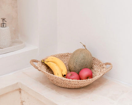 Geweven Raffia schaal | Fruitschaal gemaakt van lichte natuurlijke vezels | Broodmand RAGA (2 maten)