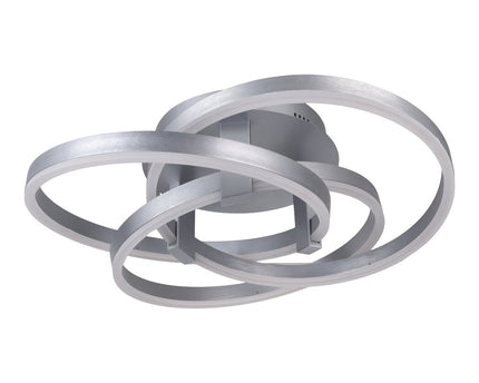 Smart Home LED plafondlicht "Divora" Ø 58 cm, plafondlamp gemaakt van metaal, aluminium geborsteld en wit plastic, met veel functies, stevig gebouwd -in LED's, verlichting voor woonkamer, eetkamerkantoor of gang