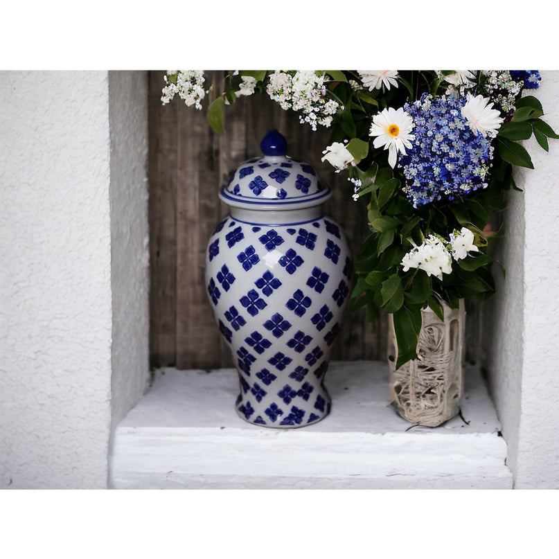 M-SIZE bloemenvaas van blauw en wit porselein (voor keuken thuis)