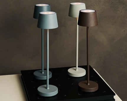 Vondel Mini Shadow Gray Oplaadbare en draadloze lamp perfect voor horeca -industrie - draadloos oplaadbaar via laadstation