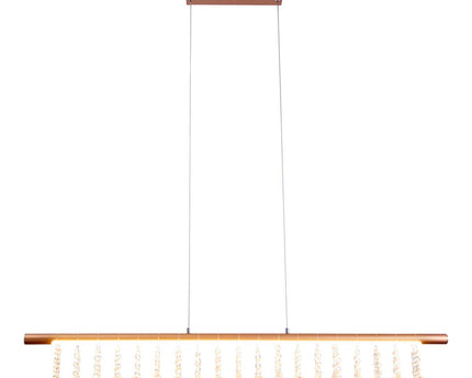 Led hanglamp "nobilis" lengte ongeveer 100 cm, gemaakt van metaal en plastic in goud, met stevig geïnstalleerde LED's, verlichting voor woonkamer, eetkamer of kantoor