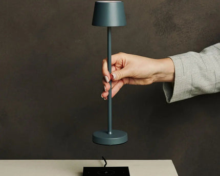 Vondel Mini Stone Gray Oplaadbare en draadloze lamp perfect voor horeca -industrie - draadloos oplaadbaar via laadstation
