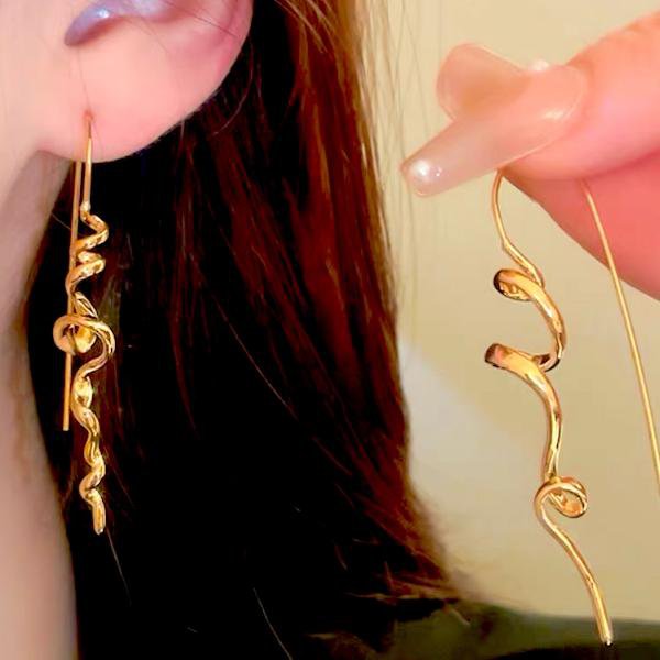 Minimalistische Swirl Line Drop Earring