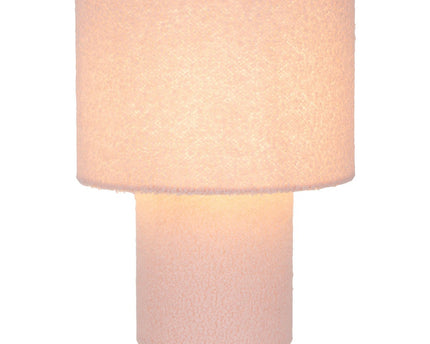 Tabellamp "Fluffy" met tekstbladen en voet in roze, E27, ca. 31 cm hoog