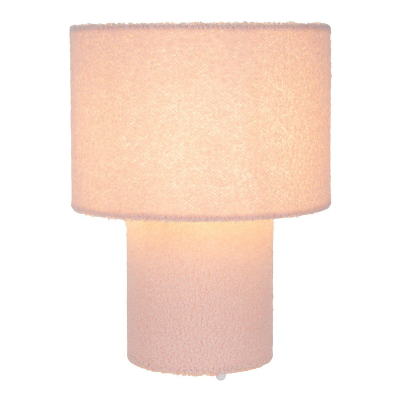 Tabellamp "Fluffy" met tekstbladen en voet in roze, E27, ca. 31 cm hoog