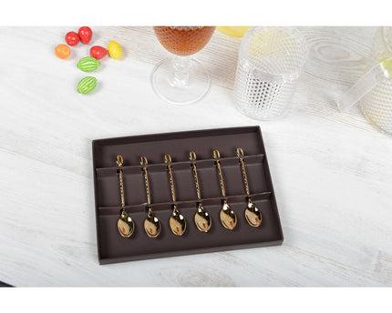 Moka Grain Grain sponnen gouden koffie met doos - set van 6