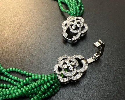 Gevlochten choker met cat's oogstenen kralen - Camille sluiting