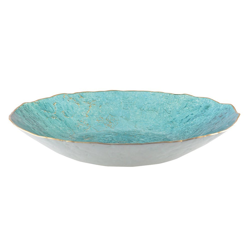 Turquoise gesneden met gouden rand 40 cm