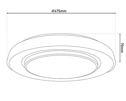 LED -plafondlamp "Monterey" Ø 47,5 cm, vele functies, gemaakt van metaal en plastic in het zwart, met geïntegreerde LED's, verlichting voor woonkamers, gang of kantoor