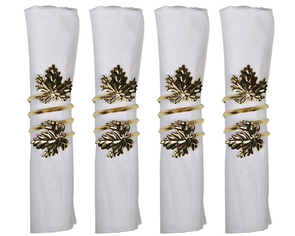 SET VAN 4 RONDE HANDDOEKEN VAN WIJNSTOK BLAD