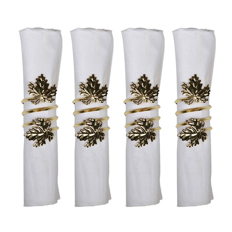 SET VAN 4 RONDE HANDDOEKEN VAN WIJNSTOK BLAD