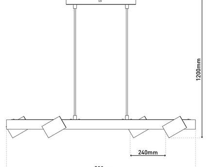4 hanglamp "Frida" wit, hangende lamp, metaal, wit, GU10, hanglamp voor eetkamer, woonkamer, gang of kantoor, 80 cm lang