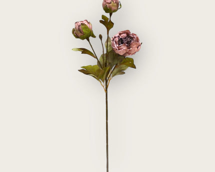 Herfstserie 3 Heads Peony Brown | Zijden kunstbloem | Lengte 53cm  1pcs