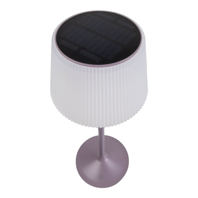 Zonne -batterijlamp "EMMI" 38 cm hoog, paraplu Ø 13 cm, metaal in bramen en wit plastic, voor de buitenruimte, dimable CCT.