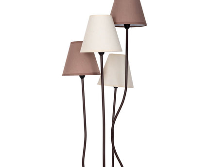 Textiel staande lamp 4-flame "boho", vloerlamp in beige/bruin, met E14-aansluiting, voor eetkamer, woonkamer, gang of kantoor, 138 cm hoog