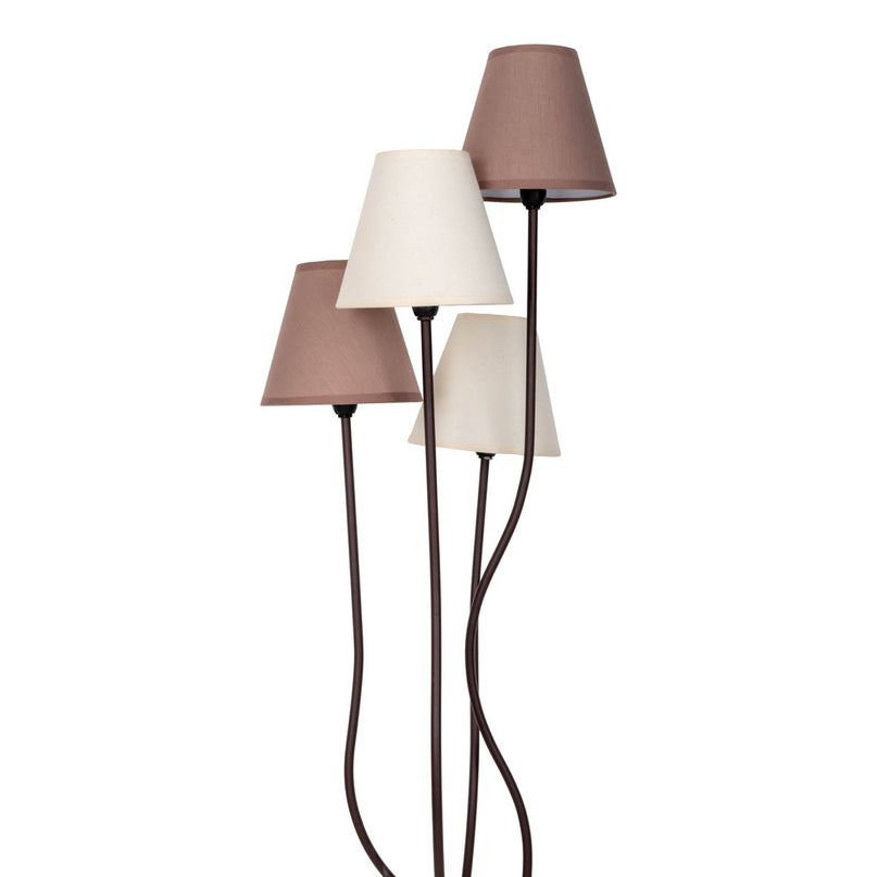 Textiel staande lamp 4-flame "boho", vloerlamp in beige/bruin, met E14-aansluiting, voor eetkamer, woonkamer, gang of kantoor, 138 cm hoog