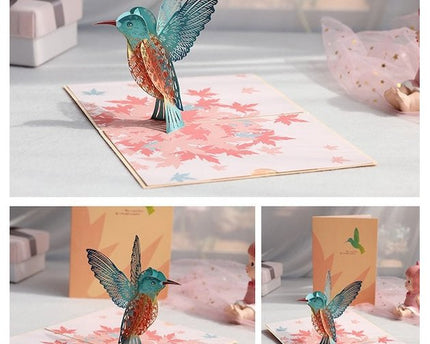 3D -kaart - Hummingbird Birthday Card