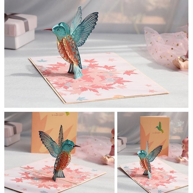 3D -kaart - Hummingbird Birthday Card