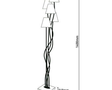 Textiel staande lamp 4-flame "boho", vloerlamp in beige/bruin, met E14-aansluiting, voor eetkamer, woonkamer, gang of kantoor, 138 cm hoog