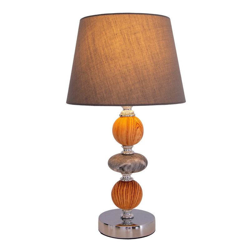 Keramische tafellamp "araga" 36 cm hoog, tafellamp gemaakt van metaal, hout en marmer, met tekstbladen, grijs, met E14 -aansluiting, verlichting voor eetkamer, woonkamer, gang of kantoor