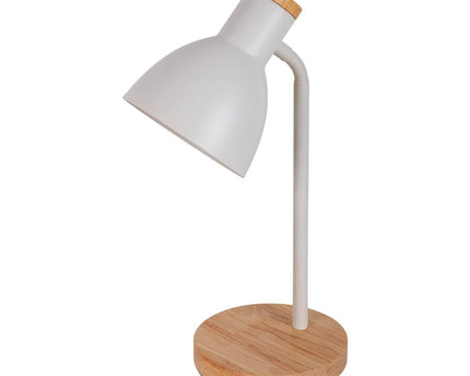 "Marie" bureaulamp gemaakt van metaal en hout, E14, wit, 36,5 cm hoog