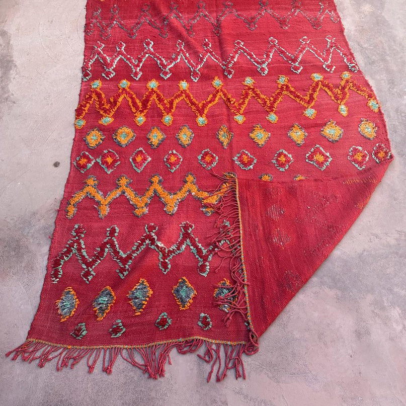 Zuiver wollen Marokkaans Kelim Berber tapijt 163 x 405 cm