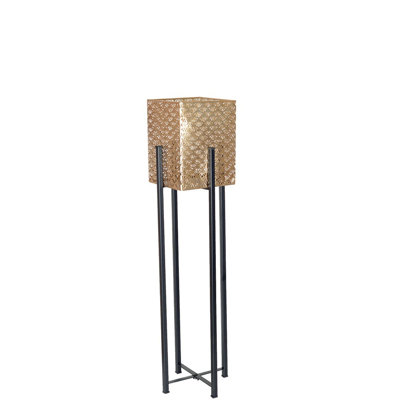 Metalen plantenondersteuning met H.60 cm gouden ijzeren pot