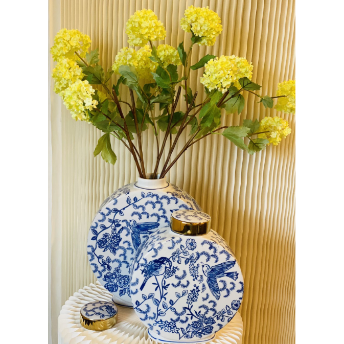 Blauw-witte porseleinen bloemenvaas klein formaat (voor Kitchee Home)