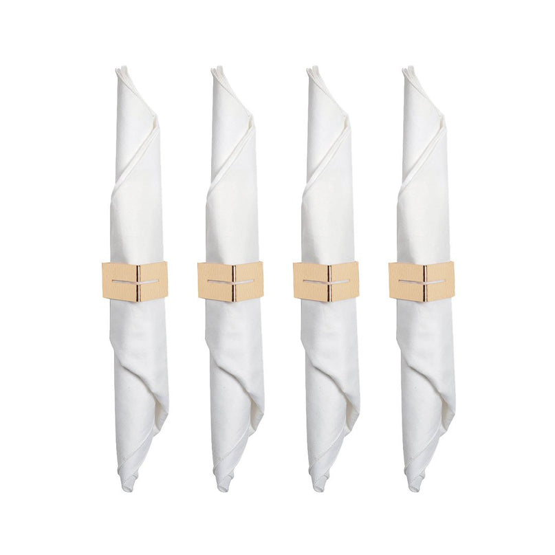 Set van 4 rondes van vergulde gehamerde driehoekige handdoeken