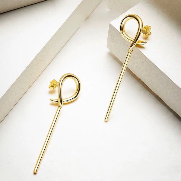 Geometrische Curve Hoop Long Line Bar Oorbellen