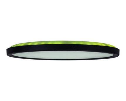 Het LED-plafondlicht "Carlo" met RGB-backlight, Ø van 54 cm, klassiekmoderne plafondlicht gemaakt van zwart/wit plastic met veel functies, b.v.