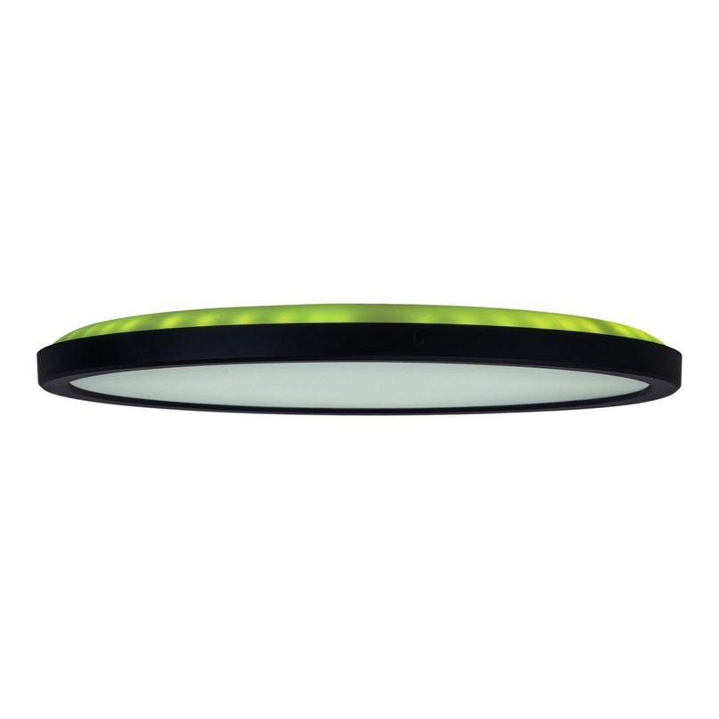 Het LED-plafondlicht "Carlo" met RGB-backlight, Ø van 54 cm, klassiekmoderne plafondlicht gemaakt van zwart/wit plastic met veel functies, b.v.