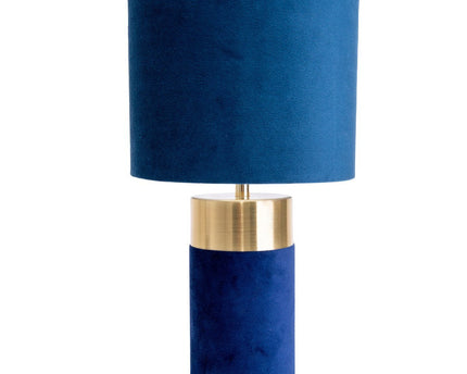 Tafellamp "bordo" 32 cm hoog gemaakt van metaal en velours in goud en blauw, met E14 -versie, lamp voor eetkamer, woonkamer, gang of kantoor