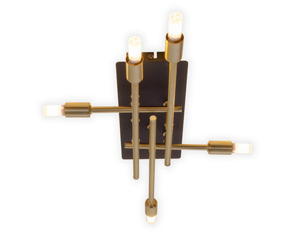 LED -plafondlamp "Ancona" met achtergrondverlichting gemaakt van metaal in zwart en messing, G9 -versies, lamp voor woonkamer, eetkamer, gang en kantoor, ca.