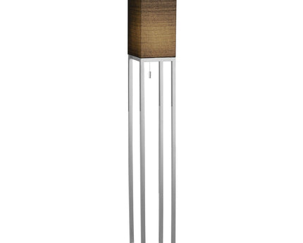 Staande lamp "Alfa", moderne vloerlamp gemaakt van metaal en textiel in chroom/donkergrijs, met E27 -aansluiting, 150,5 cm hoog, chique lamp voor gang, woonkamer en kantoor