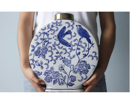Blauw-witte porseleinen bloemenvaas klein formaat (voor Kitchee Home)