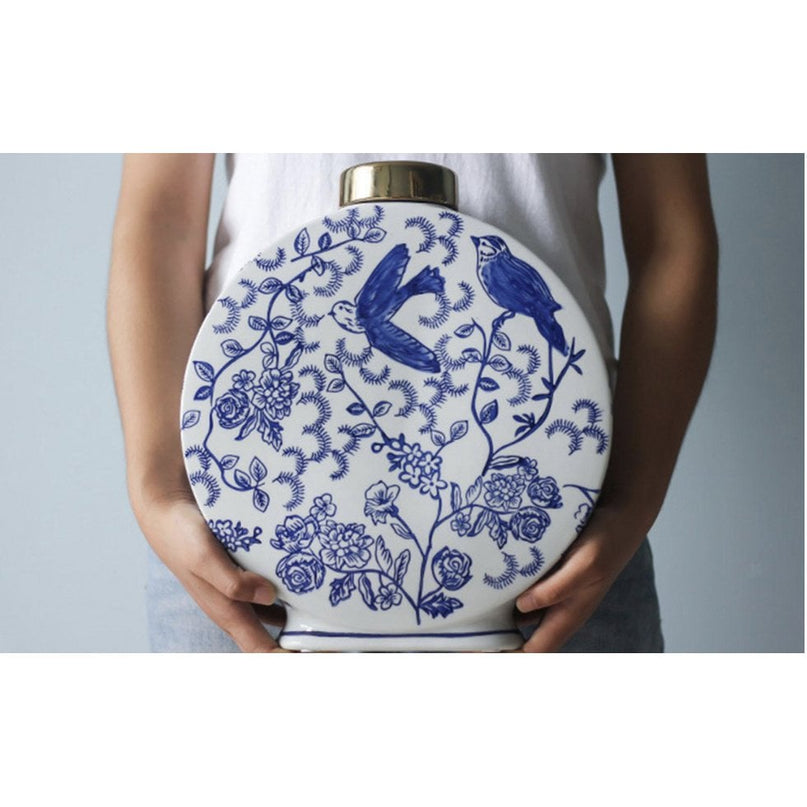 Blauw-witte porseleinen bloemenvaas klein formaat (voor Kitchee Home)