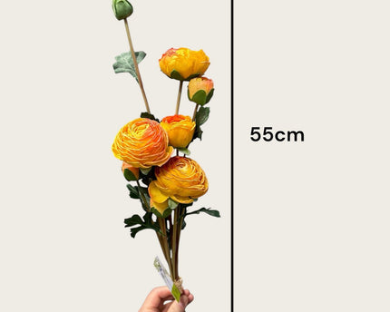 9-stengelige Mica Decorations Ranonkels Kunstbloemen Boeket / Lengte 55cm /orange