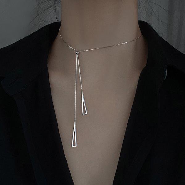 Sterling zilveren driehoek ketting