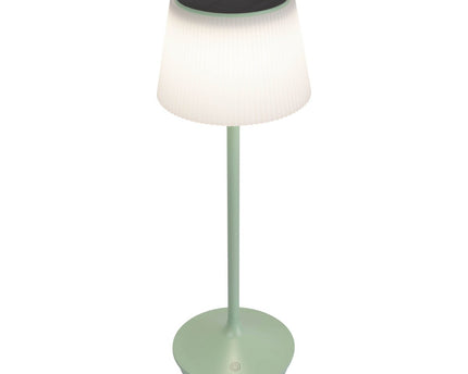 Zonne -batterijlamp "EMMI" 38 cm hoog, paraplu Ø 13 cm, metaal in mint en wit plastic, voor de buitenruimte, dimable CCT.