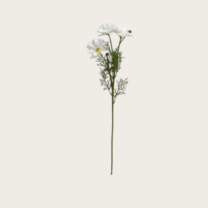 3D real touch chrysanthemum white | Zijden kunstbloem | Lengte 52cm  1pcs Copy