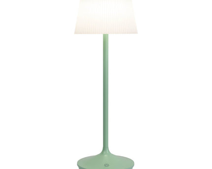 Zonne -batterijlamp "EMMI" 38 cm hoog, paraplu Ø 13 cm, metaal in mint en wit plastic, voor de buitenruimte, dimable CCT.