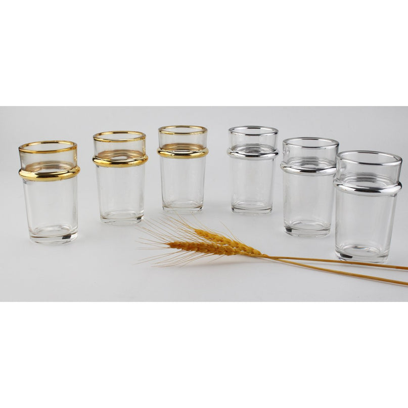 Glazen glazen bekers 175 ml zilveren randen - veel 6