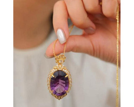 Koninklijke stijl amethist grote hangketting