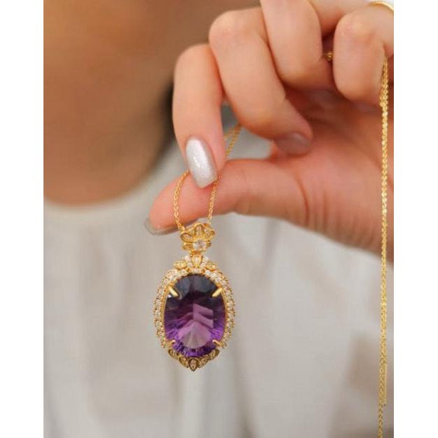 Koninklijke stijl amethist grote hangketting